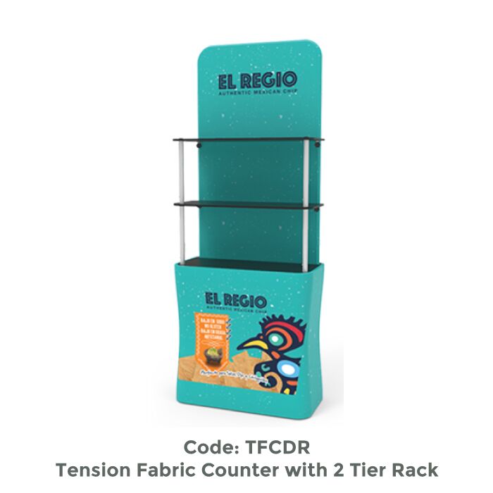 Tension Fabric Counter with 2 Tier Rack